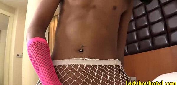  Very skinny ladyboy drilled in her asshole by big dick